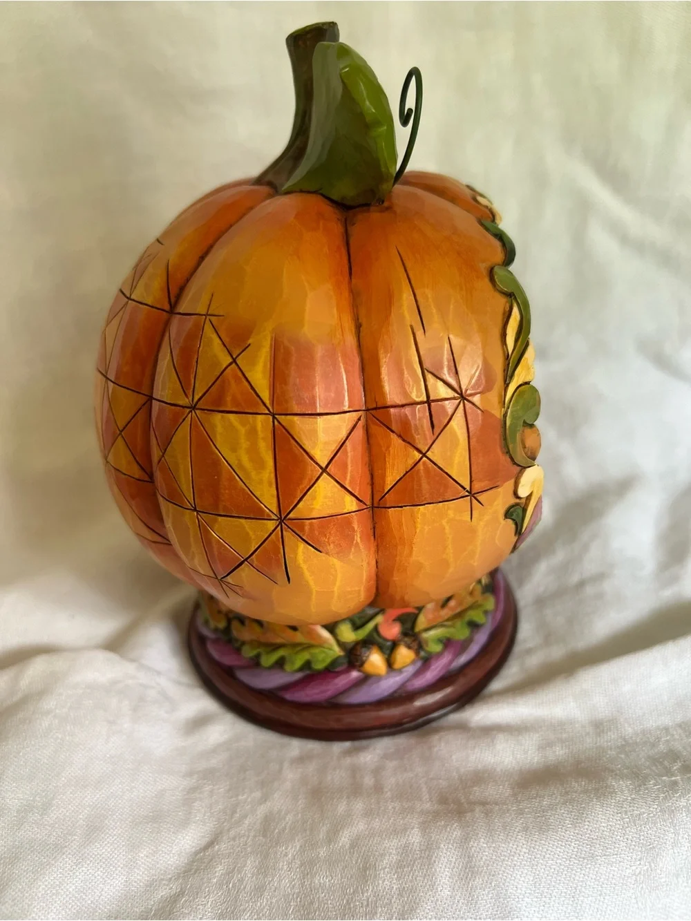 Jim Shore Pumpkin Diorama Figurine in Orange and Green